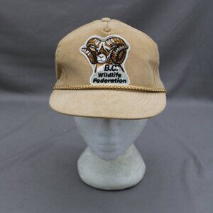 Vintage Patched Corduroy Hat - BC Wildlife Federation Big Horn - Adult Snapback